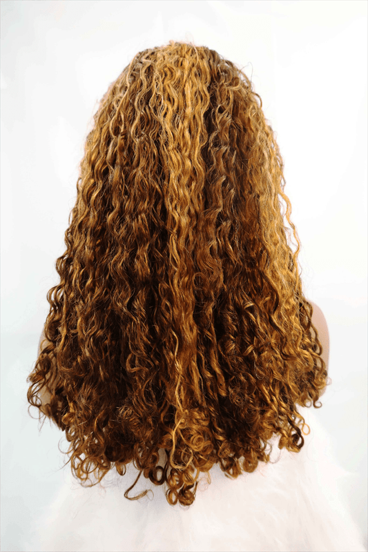 Blackbeautyhair 带圈自然曲 Highlight 13x4 Ombre Honey Blonde Water Wave Curly Lace Frontal Wigs P4/27 Color 18inch