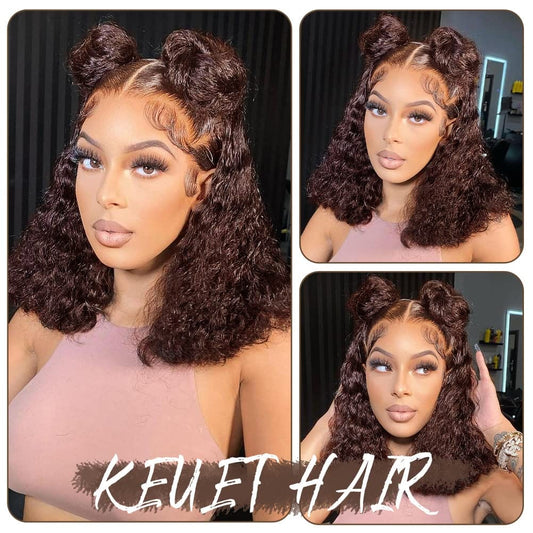 Blackbeautyhair 13x4  Brown Curly Lace Front Wigs Human Hair  12inches