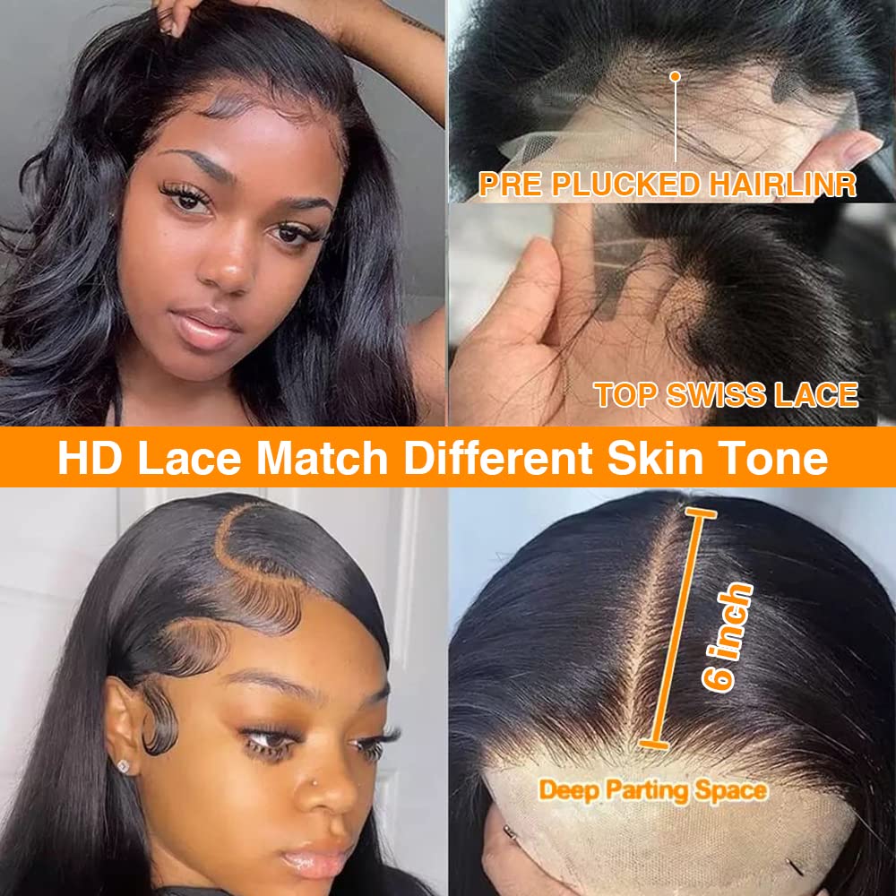 Blackbeautyhair 13x6 HD Glueless Straight Lace Front Wigs Natural Color 30 Inch