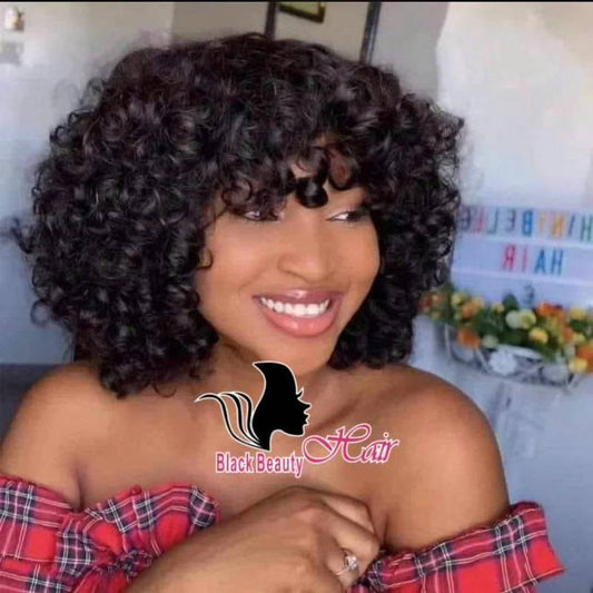 Blackbeautyhair 14 Machine Made Short Curly No Lace Wig