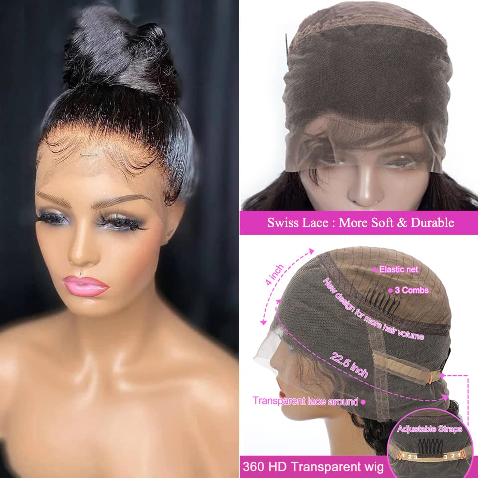Blackbeautyhair 360 Lace Front Wigs Human Hair 180% Density Brazilian Virgin Straight  Natural Color