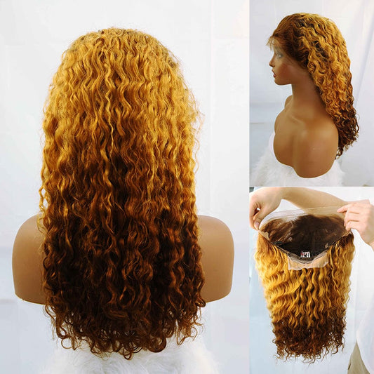 Blackbeautyhair 自然曲4-30-4 #T4304 Color Highlight Kinky Curly Lace Front Wig 13x4 Ombre 18inch