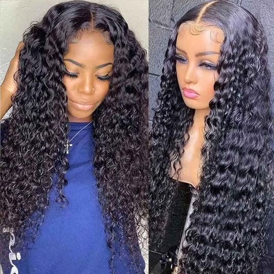 Blackbeautyhair 5x5 Deep Wave Lace Closure Wigs  with Baby Hair y Natural Black
