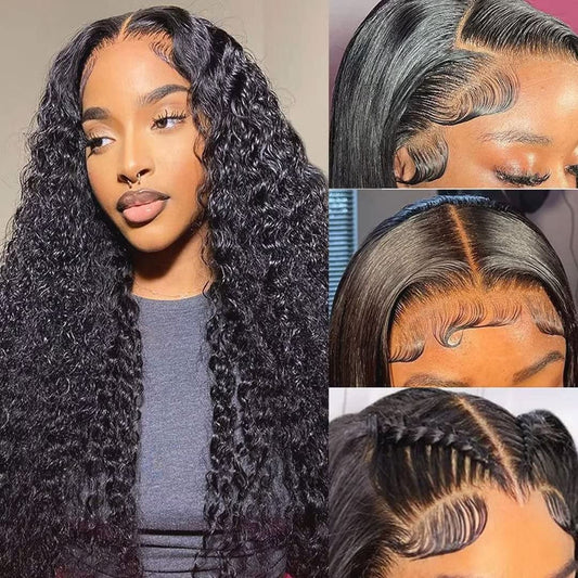 Blackbeautyhair 5x5 Deep Wave Lace Closure Wigs  with Baby Hair y Natural Black