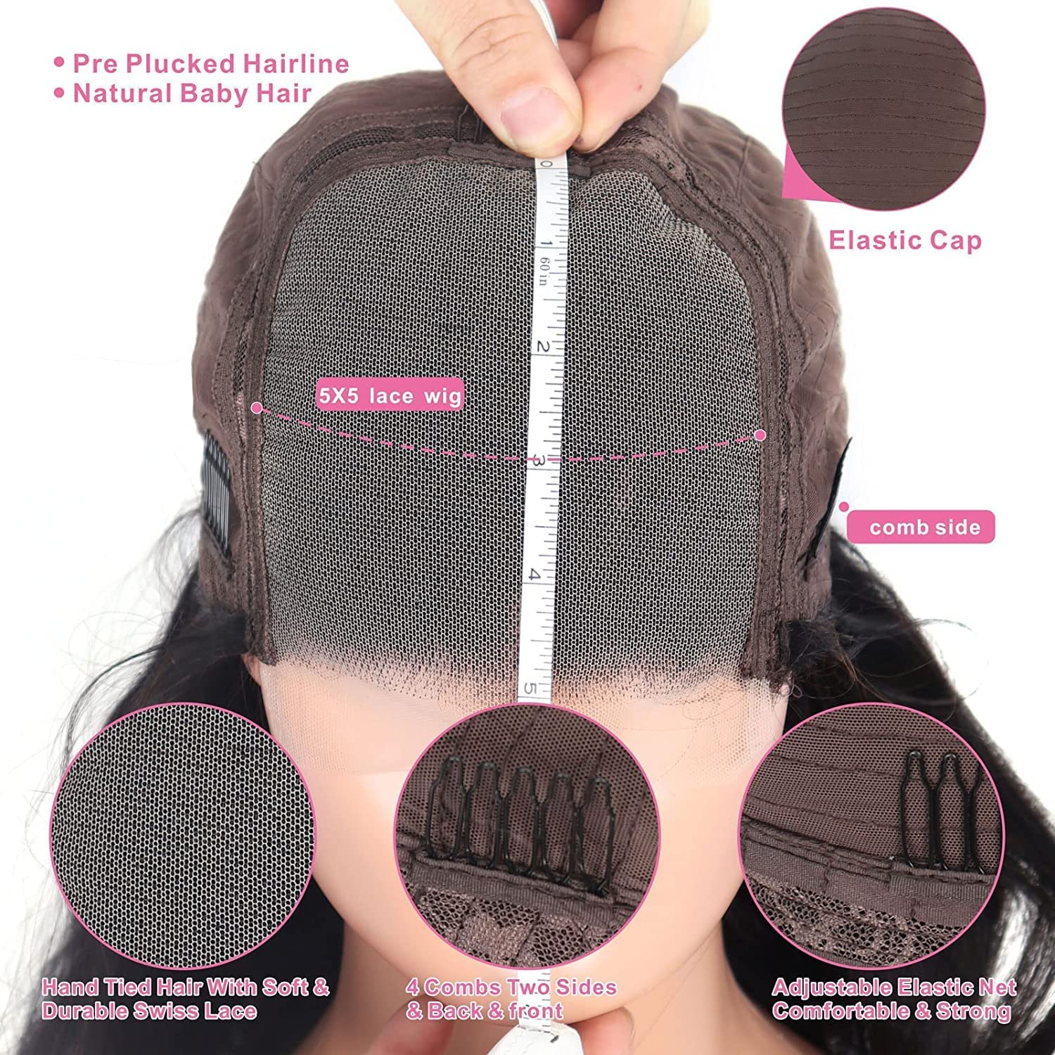 Blackbeautyhair 5x5 Lace Closure Human Hair Wigs Water Wave Lace Wigs
