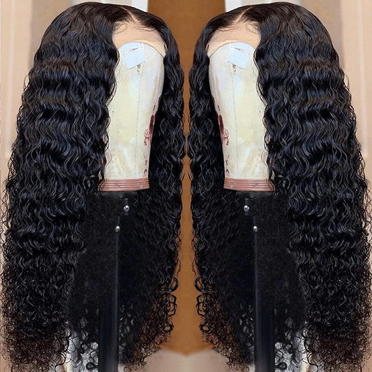 Blackbeautyhair Deep Wave Natural Black Human Hair 4x4 Lace Closure Wig