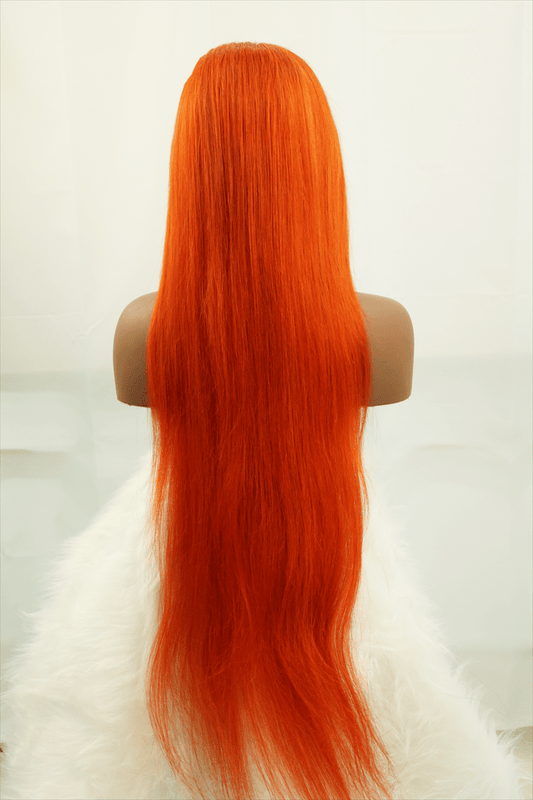 Blackbeautyhair Ginger 13X4 Long Loose Curly Wave Orange Lace Front Wigs for Black Women 32inch