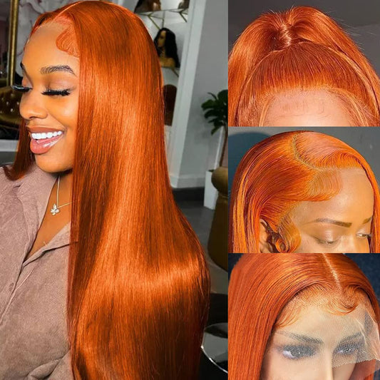 Blackbeautyhair Ginger 13X4 Long Loose Curly Wave Orange Lace Front Wigs for Black Women 32inch
