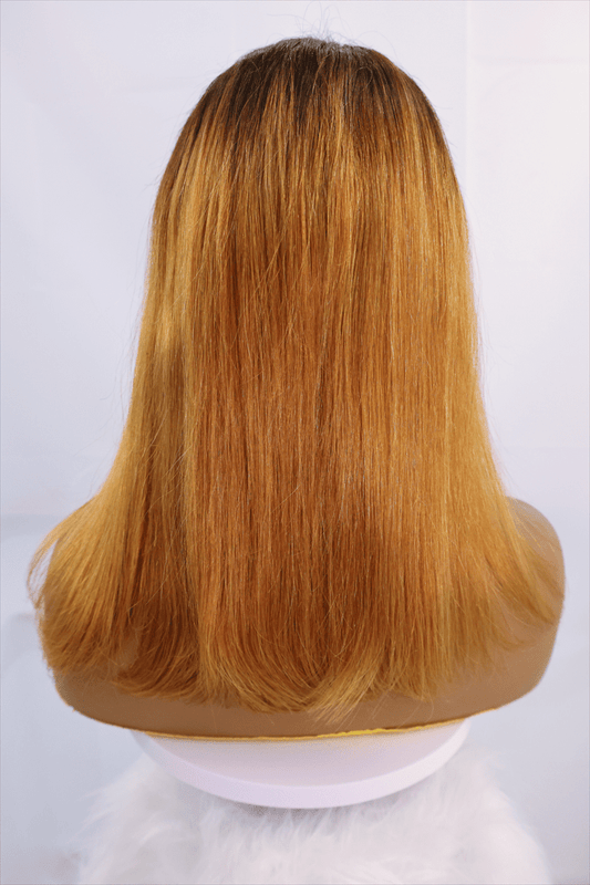 Blackbeautyhair Honey Blonde Straight Lace Front Wig Dark Brown T1B/#4 Color 30 Inch