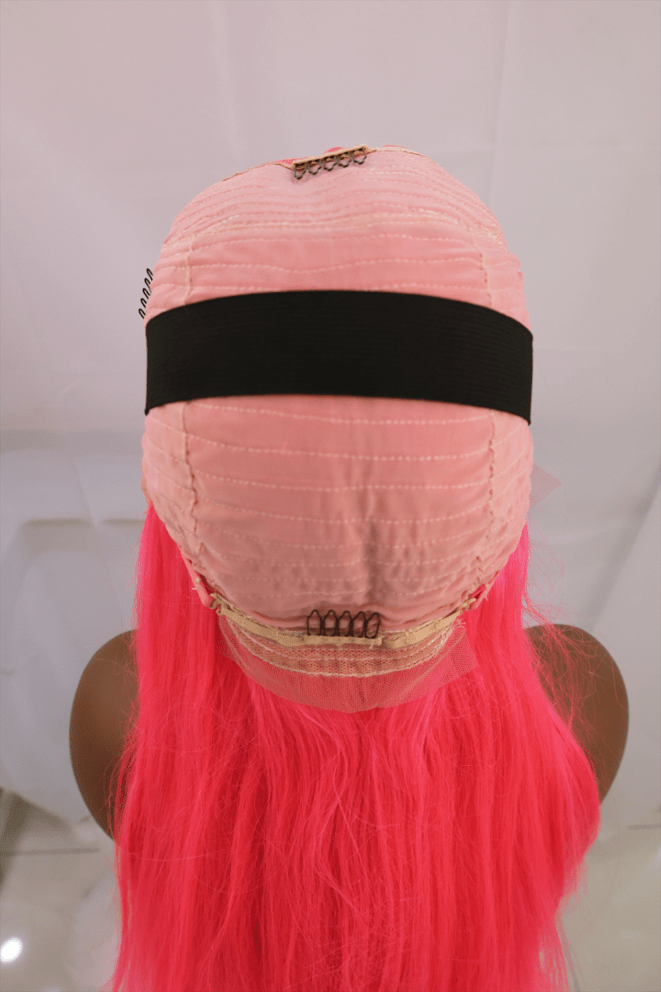 Blackbeautyhair Long Straight Pink Color Glueless Human Hair Lace Front Wigs 30 Inch
