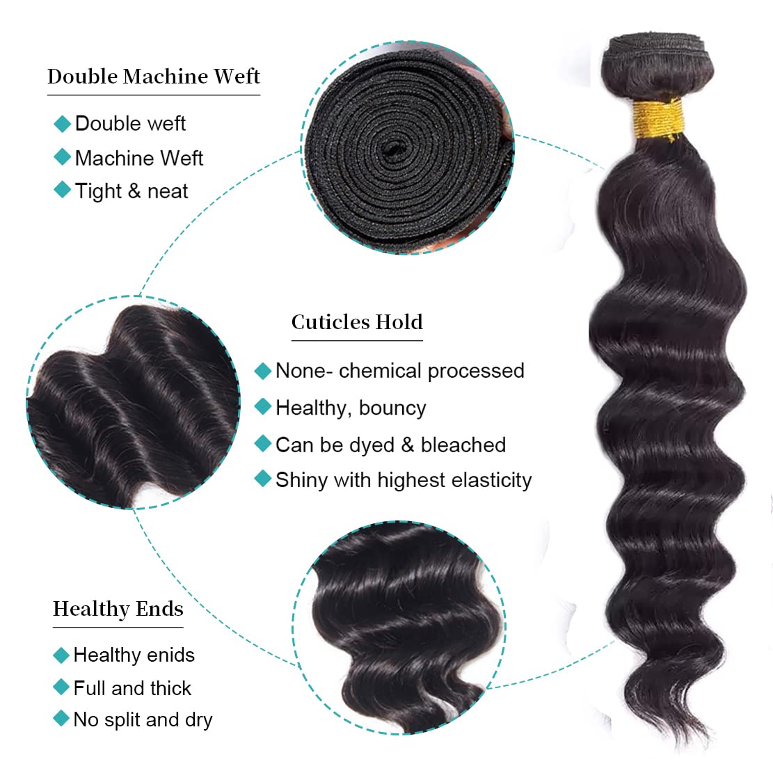 Blackbeautyhair Loose Deep Wave 3 Bundles Brazilian Human Hair Extensions Natural Color