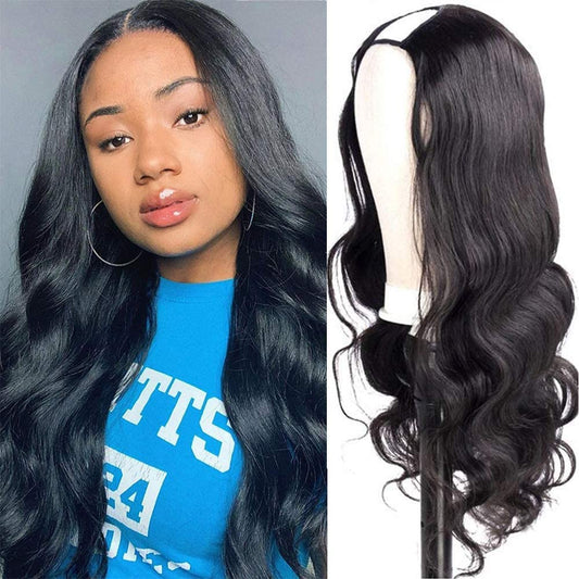 Blackbeautyhair Natural Color Body Wave 18inch 2x4 Clip in U Part Shape Wigs for Black Women