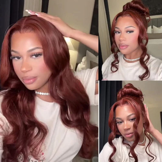 Blackbeautyhair Reddish Brown 33B 5x5 Body Wave Glueless Lace Closure Wigs