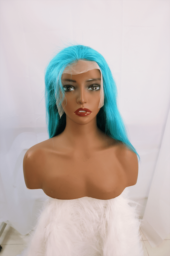 Blackbeautyhair Straight Brazilian 13X4 Lace Front Wigs Glueless Lake Tiffany Blue Color
