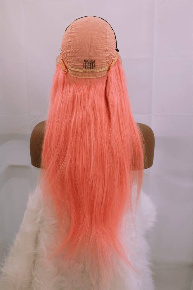Blackbeautyhair Straight Hair Pink Color Lace Front Human Hair Wigs 32inch