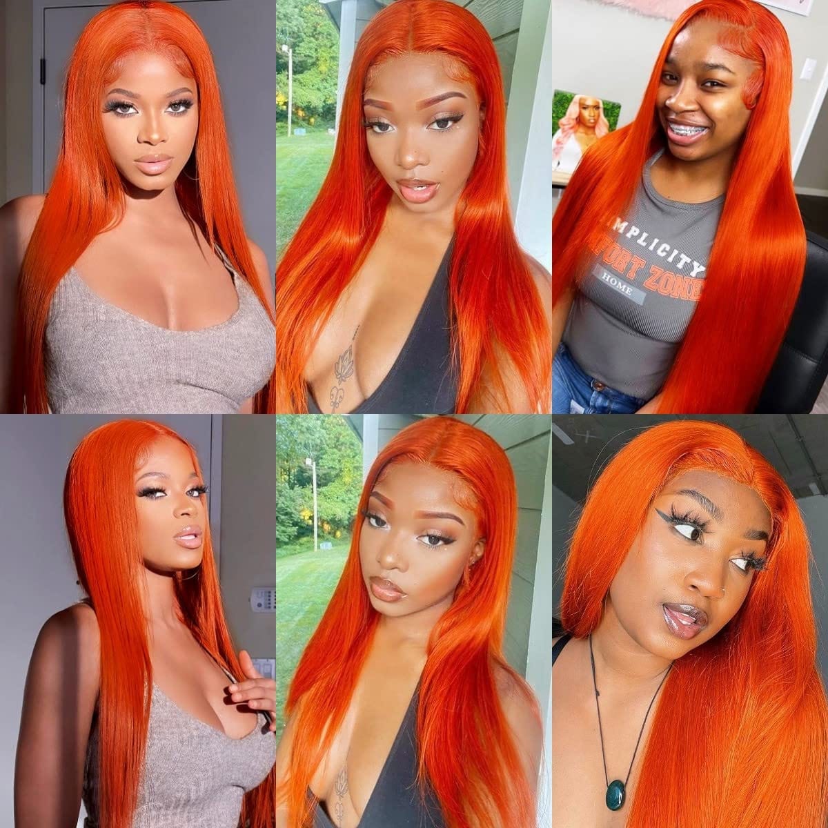Blackbeautyhair Straight Orange Ginger Color 13x4 Lace Front Wigs 24 Inch