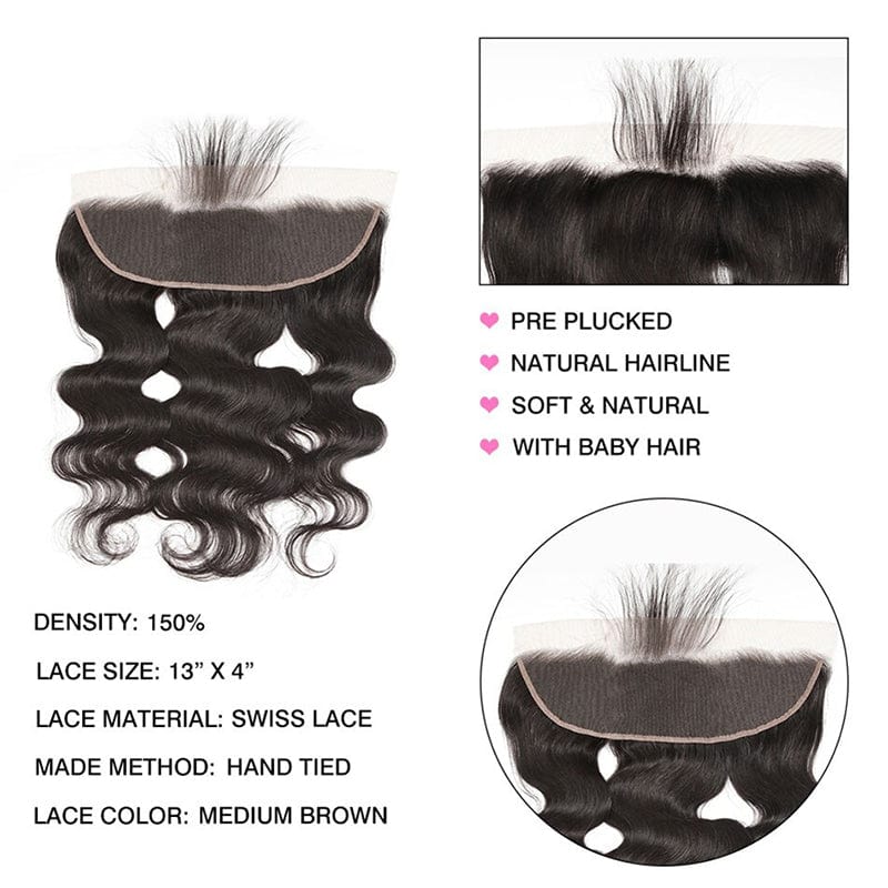Blackbeautyhair Unprocessed 4 Bundles Body Wave Virgin Hair With 13x4 Lace Frontal