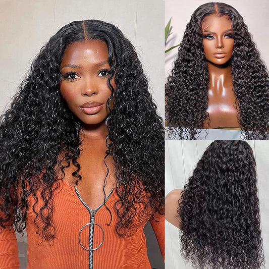 Blackbeautyhair Water Wave 4x4 Lace Closure Glueless Wigs Natural Color