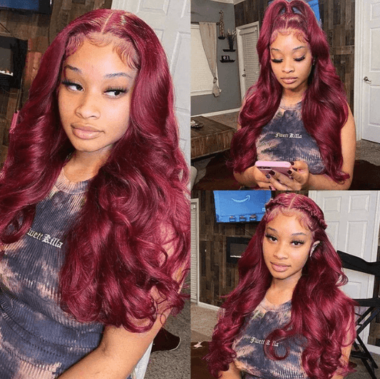 Emilyhair Affordable #99J Body Wave Wig Burgundy Lace Frontal Human Hair Wig