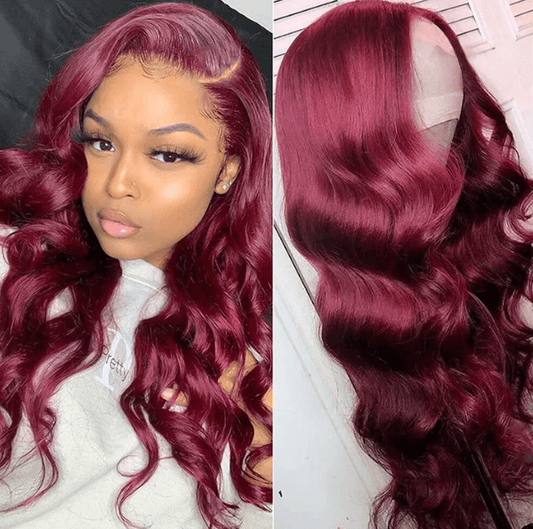 Emilyhair Affordable #99J Body Wave Wig Burgundy Lace Frontal Human Hair Wig