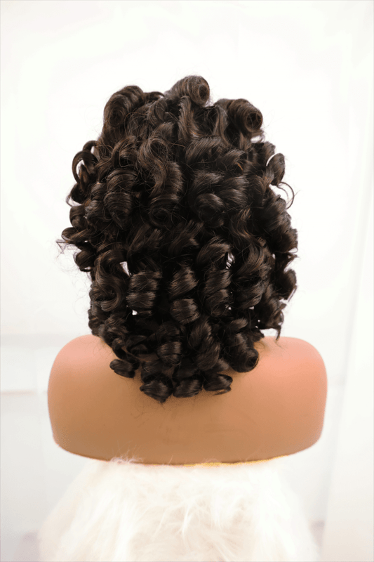 Emilyhair Frontal Funmi Bouncy Black Wig 13X4 Frontal Lace Wig 14inches