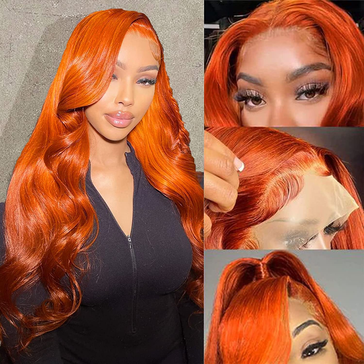Emilyhair Highlight Ginger Orange Body Wave 13x4 Transparent Lace Front Wigs 22inch