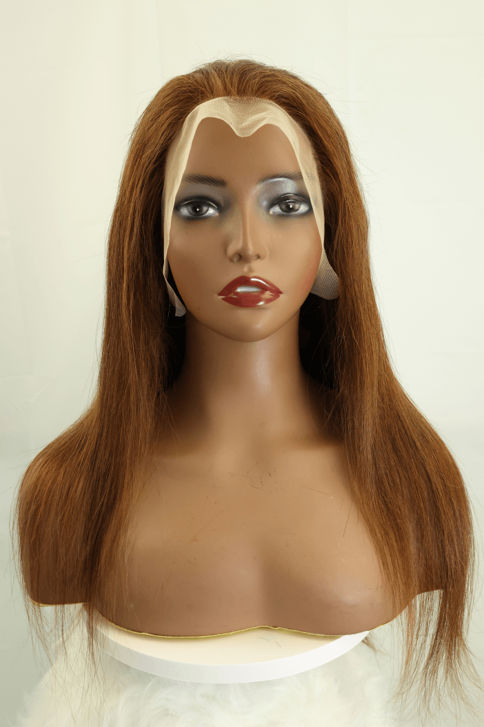 Emilyhair Honey Blonde Layered Bob Straight Lace Front Wig with Dark Brown Color 20inches