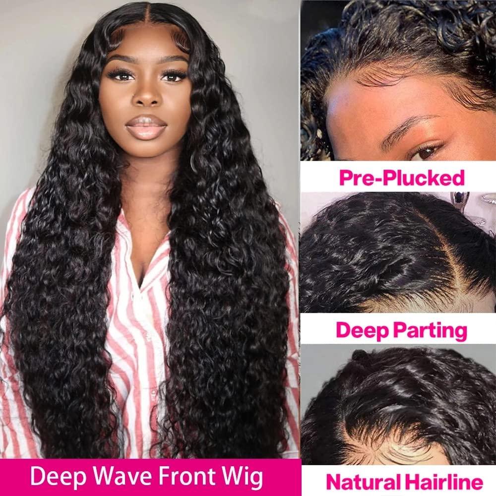 Emilyhair TTNC DEEP Deep Wave 13x4 Lace Frontal 150% Density Human Hair Wig 38inches
