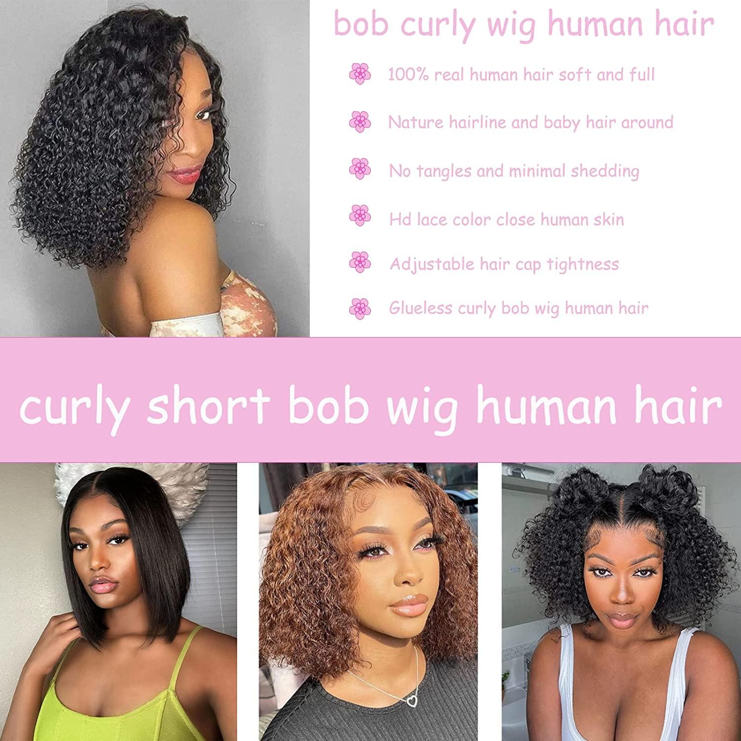 Emilyhair TTNC kinkycurly Short Bob 13x4 Jerry Curly Glueless Kinky Curly Lace Front Wigs 14 Inch
